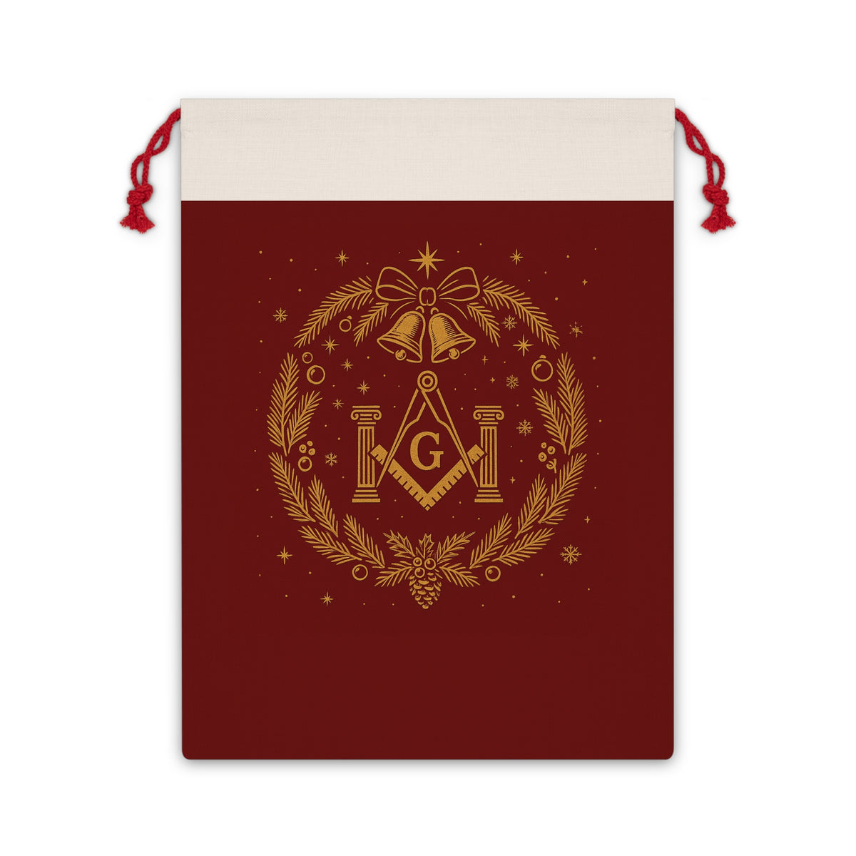 Master Mason Blue Lodge Gift Bag - Square & Compass G with Pillars Christmas Edition - Bricks Masons