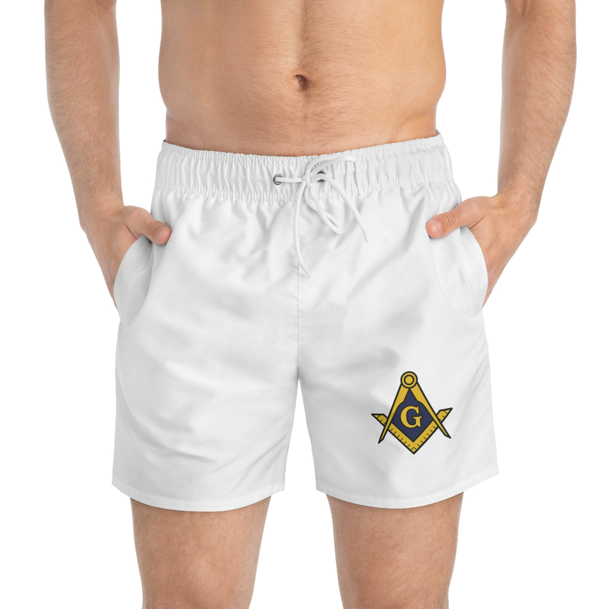 Master Mason Blue Lodge Short - Square & Compass G Swim Trunk - Bricks Masons