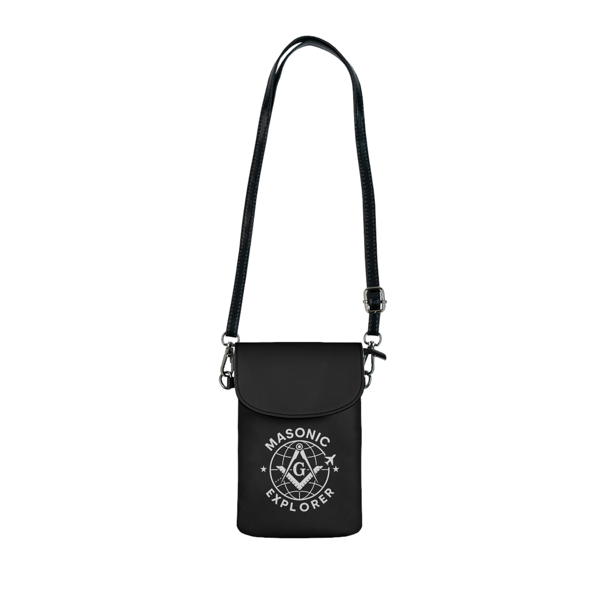 Master Mason Blue Lodge Cell Phone Wallet - Masonic Explorer Microfiber Black Leather - Bricks Masons