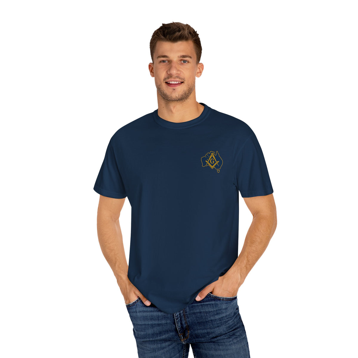 Master Mason Blue Lodge Australia Jurisdiction T-Shirt - Mason Garment-Dyed Tee - Bricks Masons