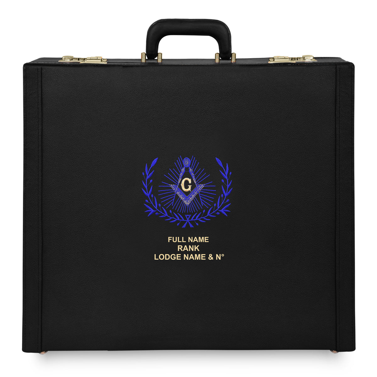 Master Mason Blue Lodge Apron Case - Blue Square & Compass With Wreath - Bricks Masons