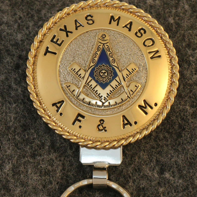 Past Master Blue Lodge Keychain - Handcrafted Silver Texas Mason AF & AM - Bricks Masons