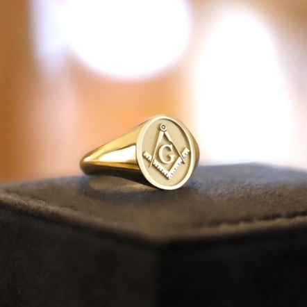 Master Mason Blue Lodge Ring - 14k & 18k Various Gold Colors - Bricks Masons