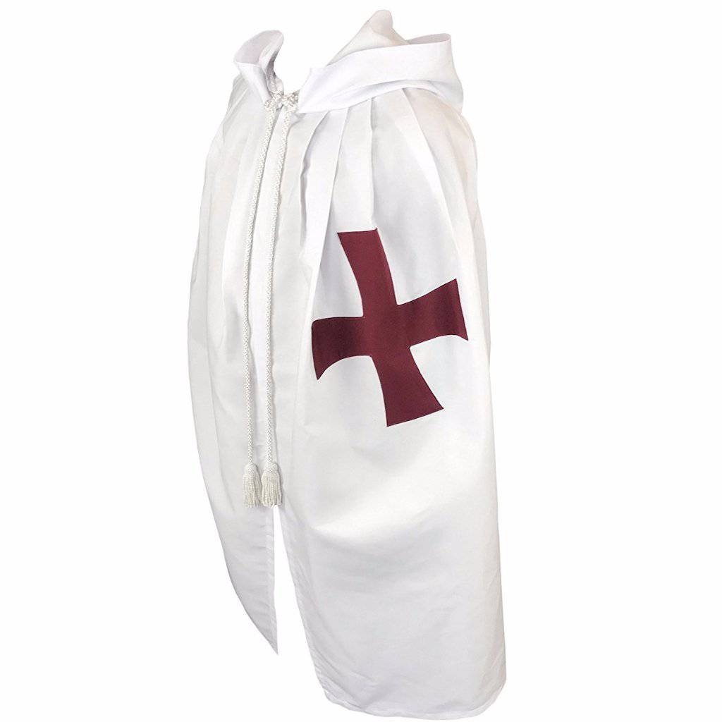Knights Templar English Regulation Mantle - White with Maroon Cross - Bricks Masons