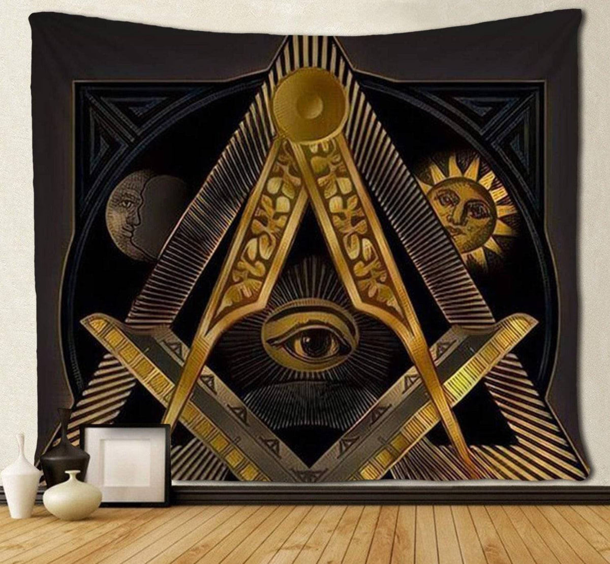 Master Mason Blue Lodge Flag - Sun Moon Tapestries - Bricks Masons