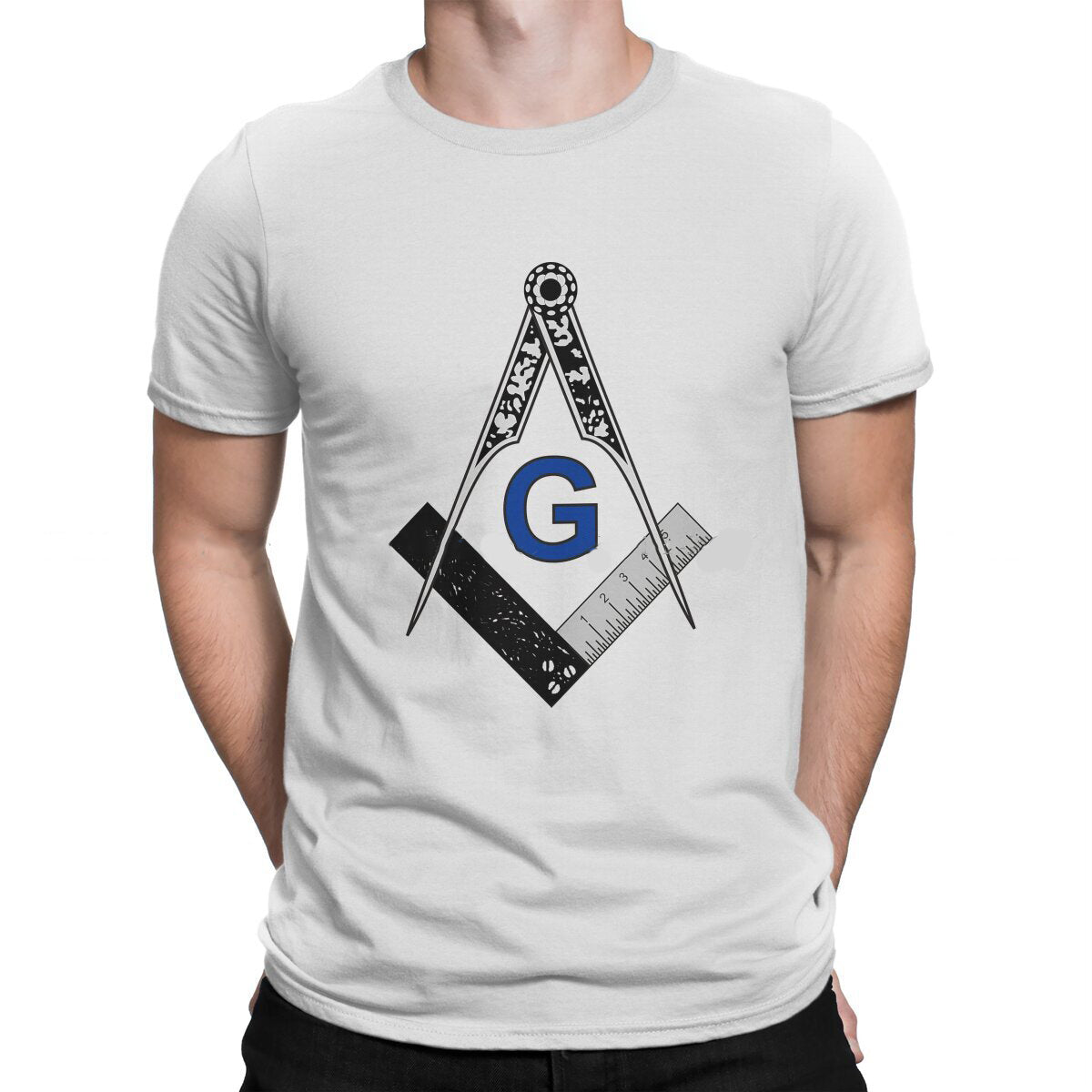 Master Mason Blue Lodge T-shirt - Black White Blue Polyester Square & Compass G - Bricks Masons