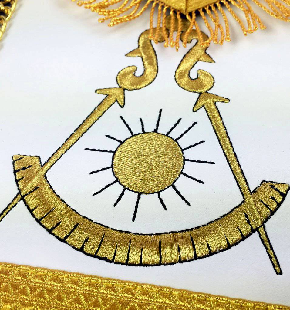 Past Master Blue Lodge Apron - Royal Blue with Gold Fringe - Bricks Masons