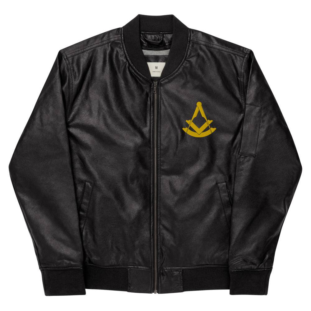 Past Master blue Lodge Jacket - Leather Golden Embroidery - Bricks Masons