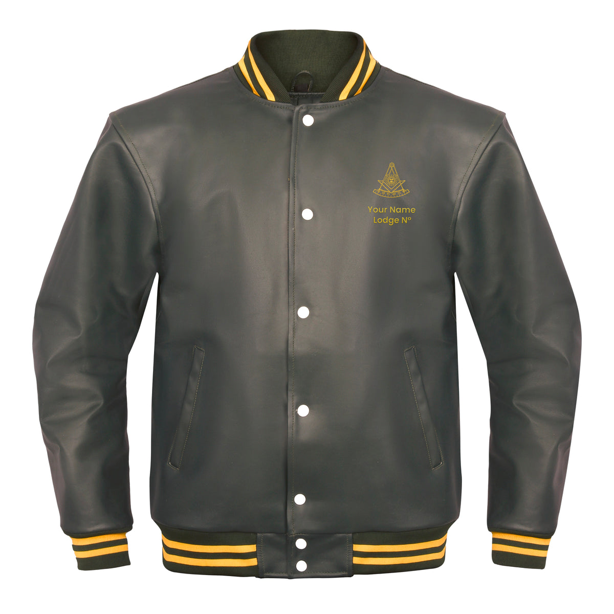 Past Master Blue Lodge California Regulation Jacket - Leather With Customizable Gold Embroidery - Bricks Masons