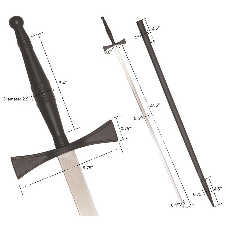 Universal Sword - Black Hilt and Black Scabbard - Bricks Masons