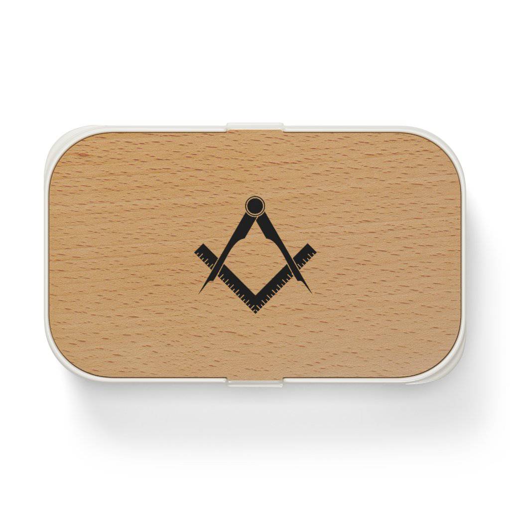 Master Mason Blue Lodge Lunch Box - Wooden Cover with Square & Compass