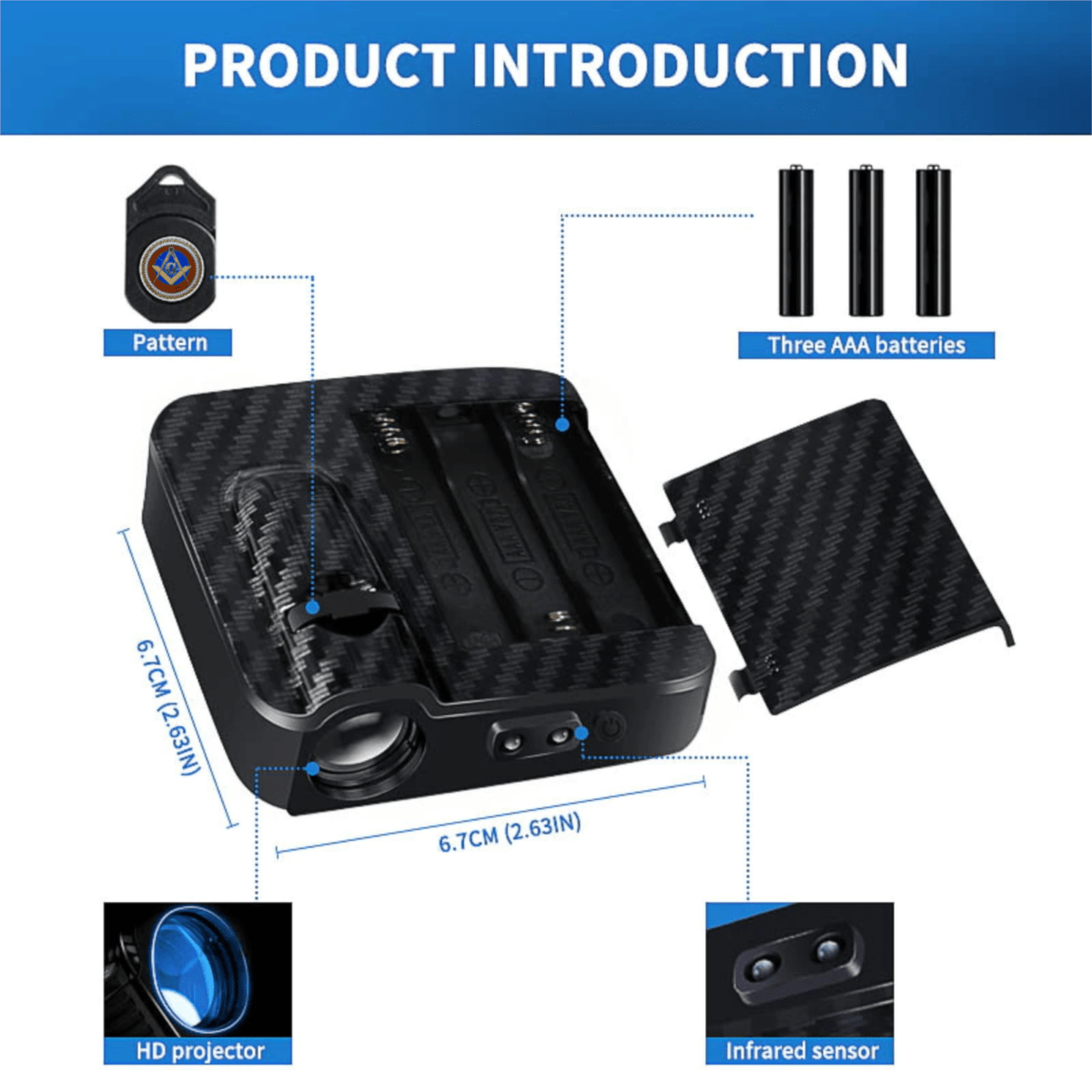 Shriners Car Door Light Projector - Customizable Wireless LED - Bricks Masons