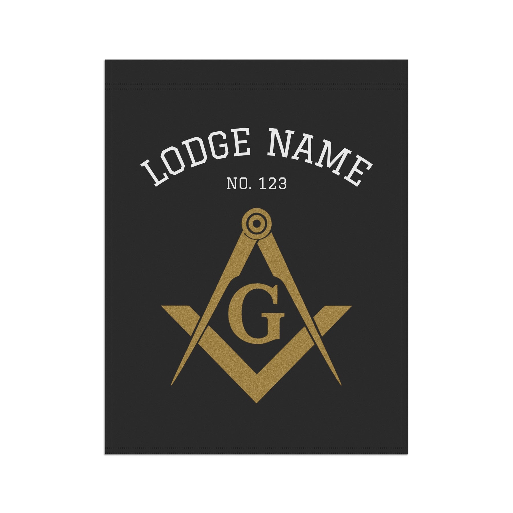 Master Mason Blue Lodge Yard Flag - Gold Square & Compass G with Customization - Bricks Masons