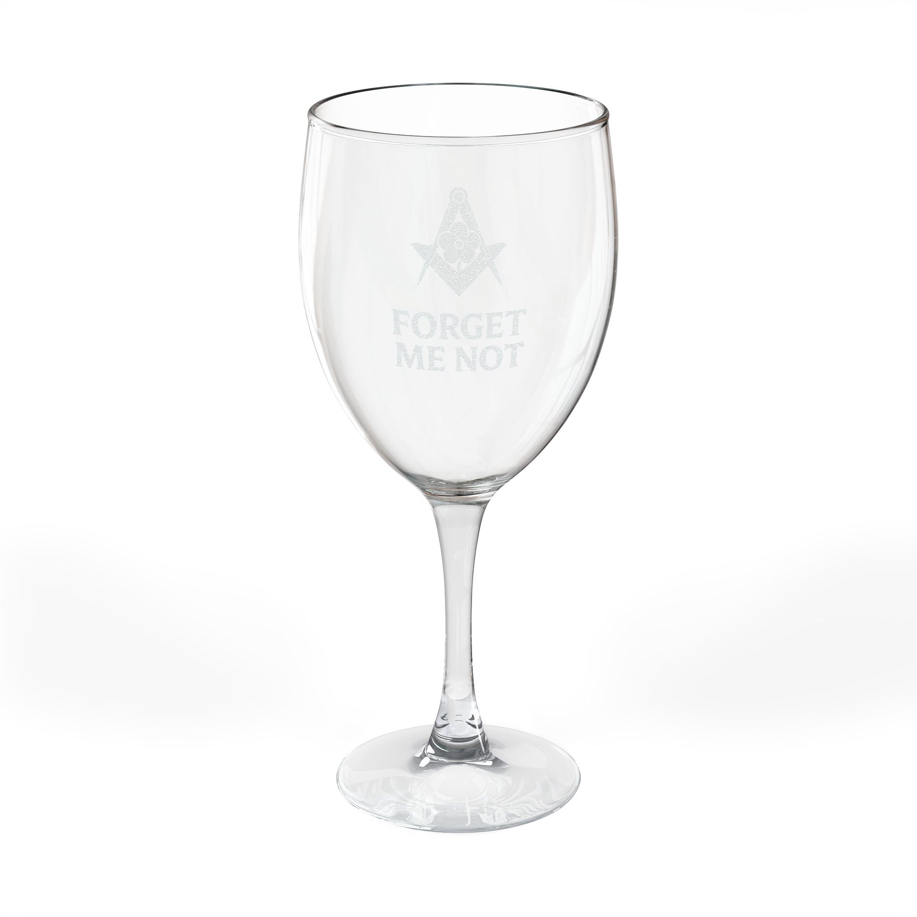 Master Mason Blue Lodge Wine Glass - Square & Compass Forget Me Not