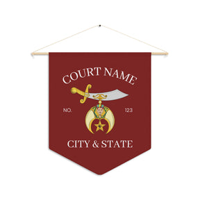 Shriners Pennant - Personalized Maroon Polyester Twill - Bricks Masons