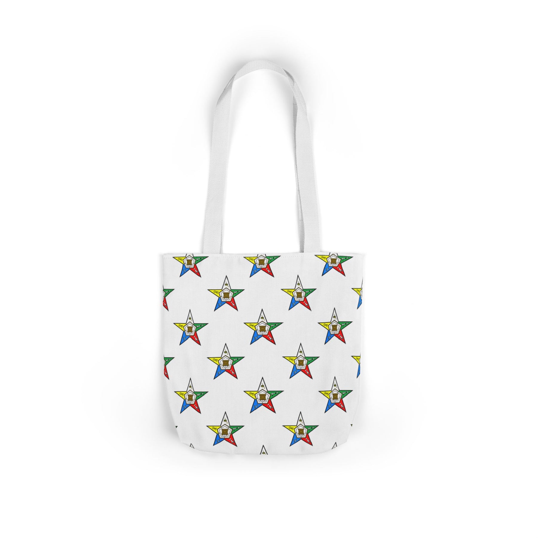 OES Tote Bag - White Polyester With Colorful Star - Bricks Masons
