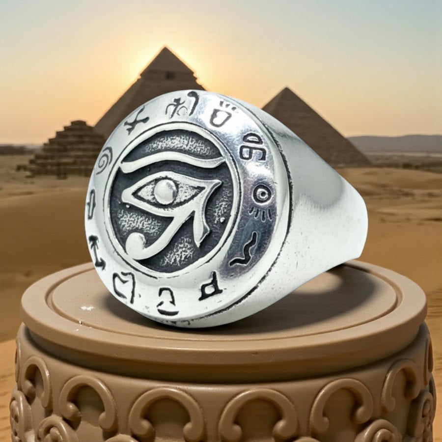 Egyptian Eye of Horus Ring, Silver, 1.8 cm, 11.5 g, Art. 1070 - Bricks Masons