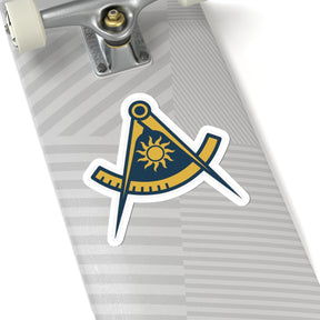 Past Master Blue Lodge Sticker Decal - Kiss-Cut Compass & Quadrant (Arc) - Bricks Masons