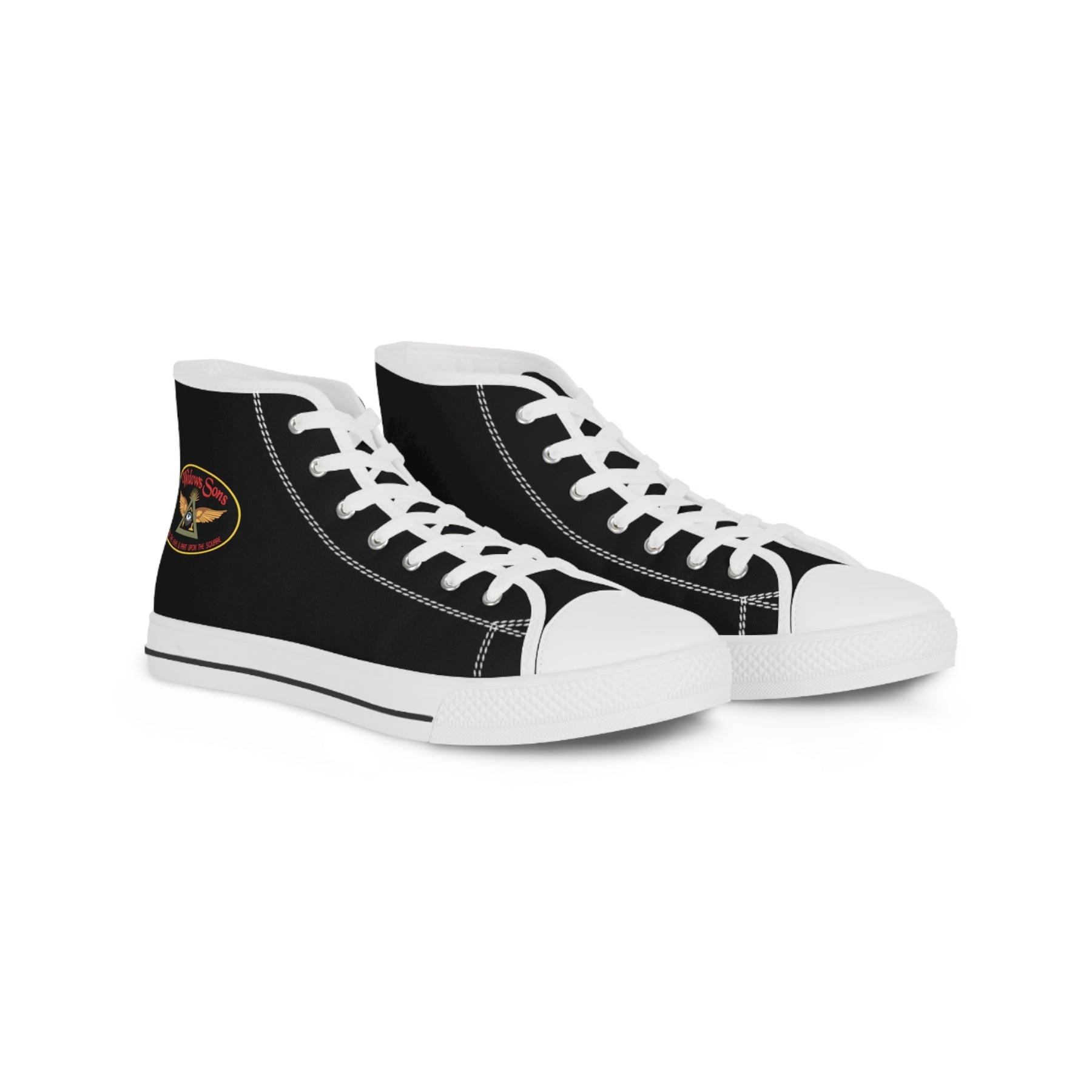 Widows Sons Sneaker - High Top Black & White Bikers Emblem - Bricks Masons