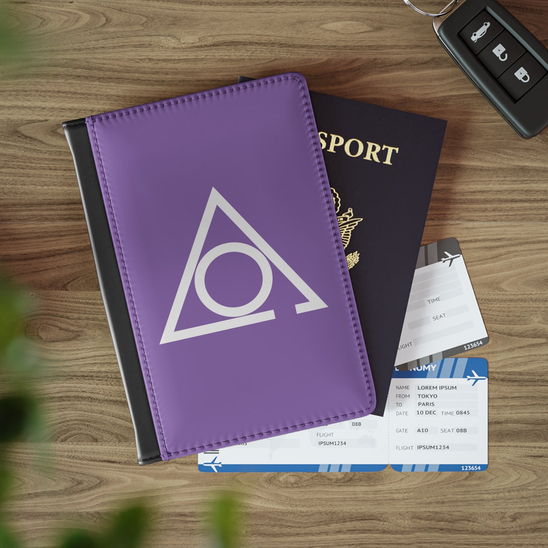 LOCOP Passport Cover - Purple PU Leather With  Inner Compartments - Bricks Masons