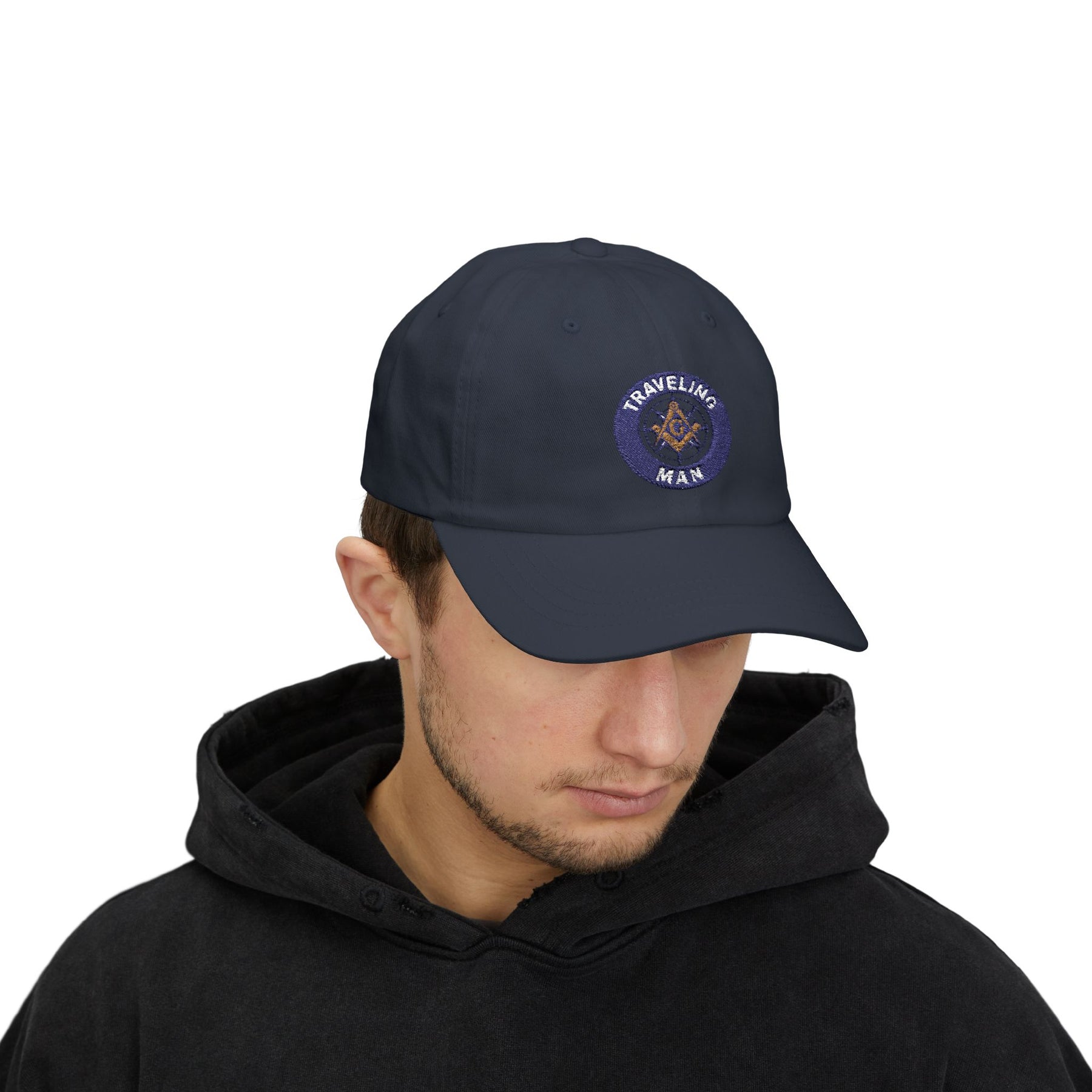 Master Mason Blue Lodge Baseball Cap - Embroidered Traveling Man Dad Cap - Bricks Masons