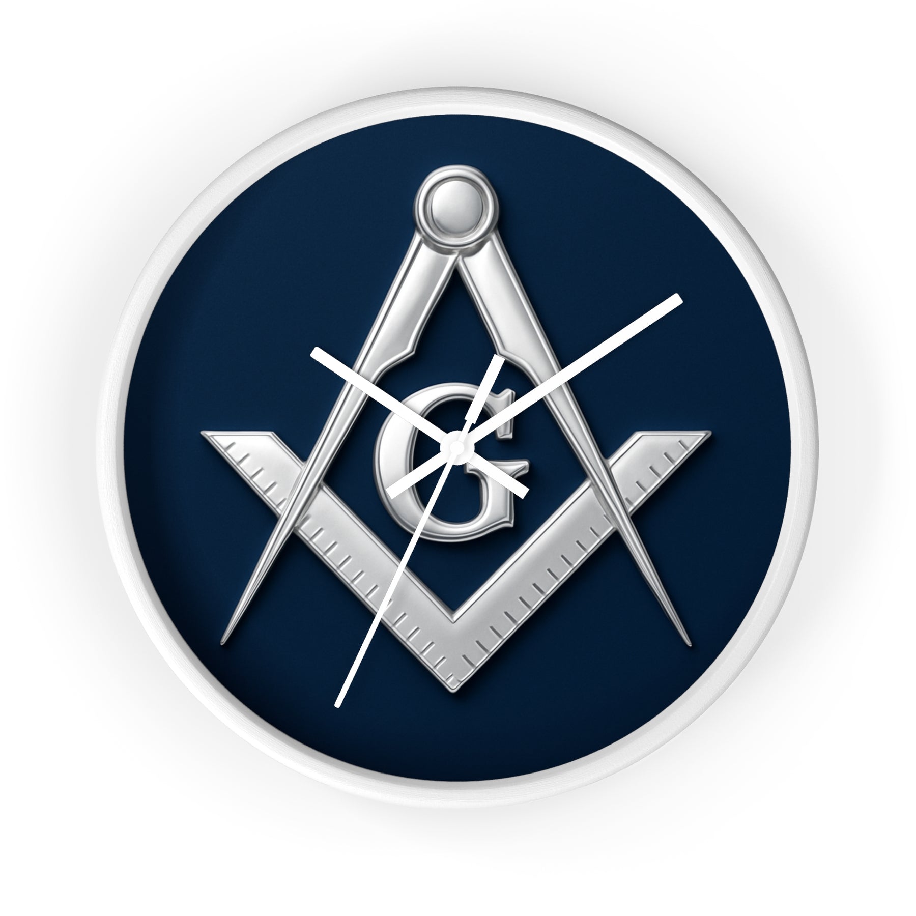 Master Mason Blue Lodge Clock - S&C G Emblem on Wood Frame - Bricks Masons