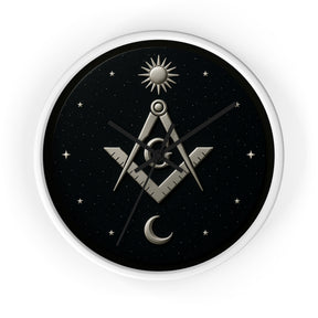 Master Mason Blue Lodge Clock - S&C on Wooden Frame with Plexiglass Cover - Bricks Masons