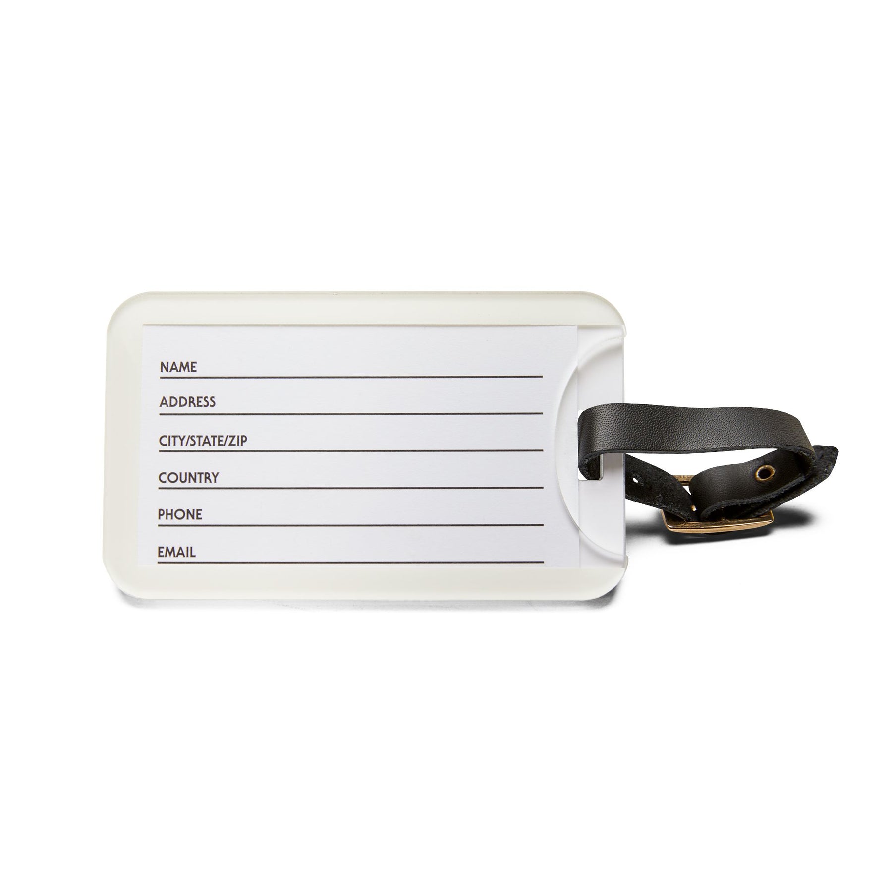 DOI Luggage Tag - Pink With Black Leather Strap - Bricks Masons