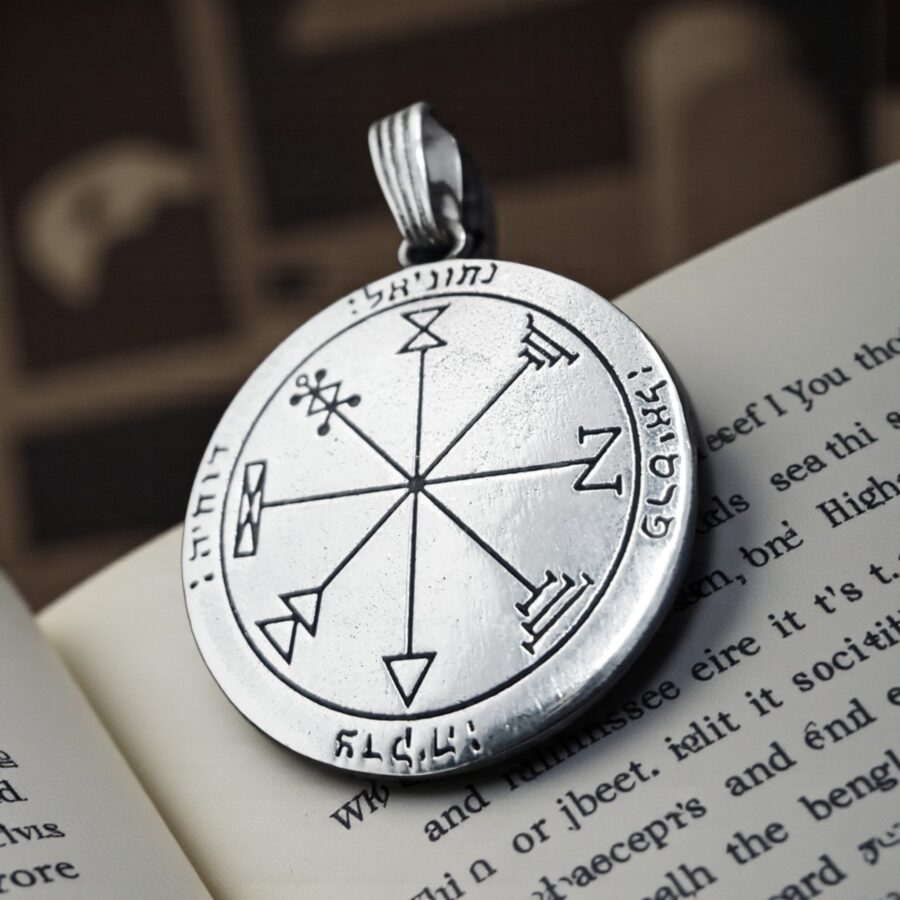 Solomon's Second and First Pentacle Pendant, consecrated to Jupiter, in Silver, 4 cm, 17 g, 44 Seals of Solomon, Art. 119 - Bricks Masons