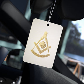 Past Master Blue Lodge Car Air Freshener - Square & Compass with Quadrant Sun - Bricks Masons