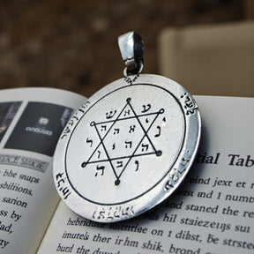 Solomon's Second and First Pentacle Pendant, consecrated to Jupiter, in Silver, 4 cm, 17 g, 44 Seals of Solomon, Art. 119 - Bricks Masons