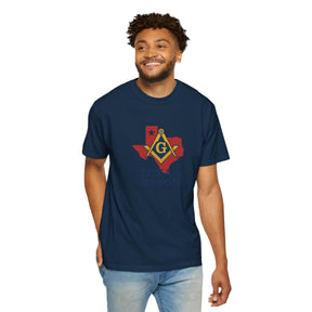 Master Mason Blue Lodge T-Shirt - Texas Mason Garment-Dyed Tee - Bricks Masons