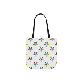 OES Tote Bag - White Polyester With Colorful Star - Bricks Masons
