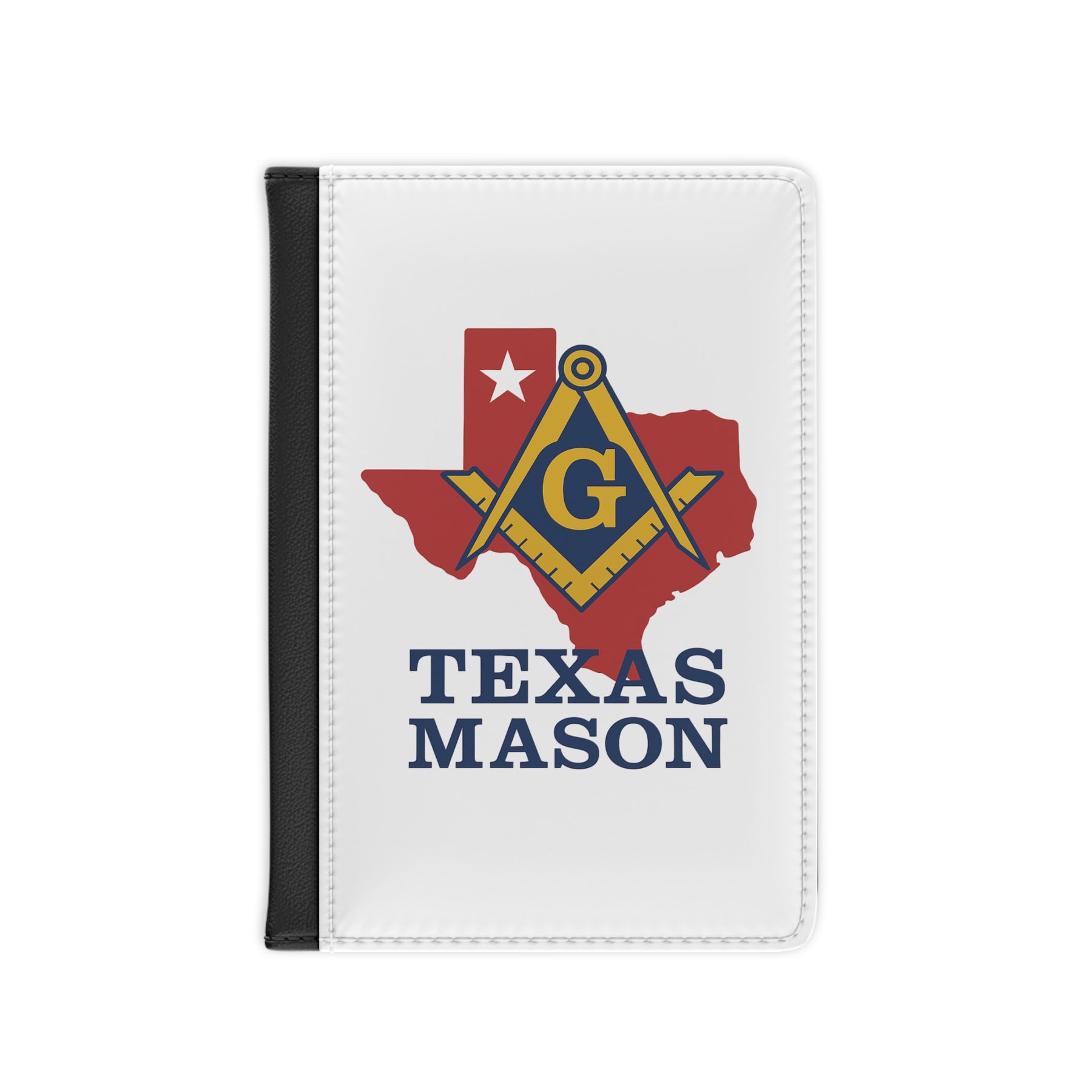 Master Mason Blue Lodge Passport Cover - White Texas Mason PU Leather - Bricks Masons
