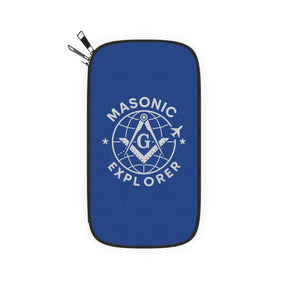 Master Mason Blue Lodge Passport Wallet - Blue Masonic Explorer With Shoulder & Wrist Strap - Bricks Masons