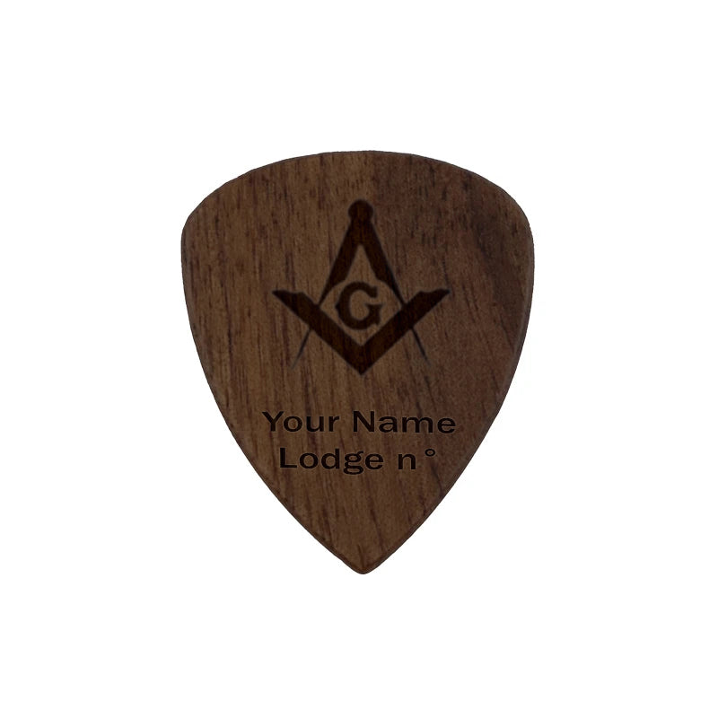 Master Mason Blue Lodge Wood Guitar Pick - Acoustic Electric Bass - Bricks Masons