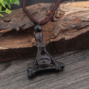 Eye Of Providence Necklace - All Seeing Eye Wooden Pendant - Bricks Masons