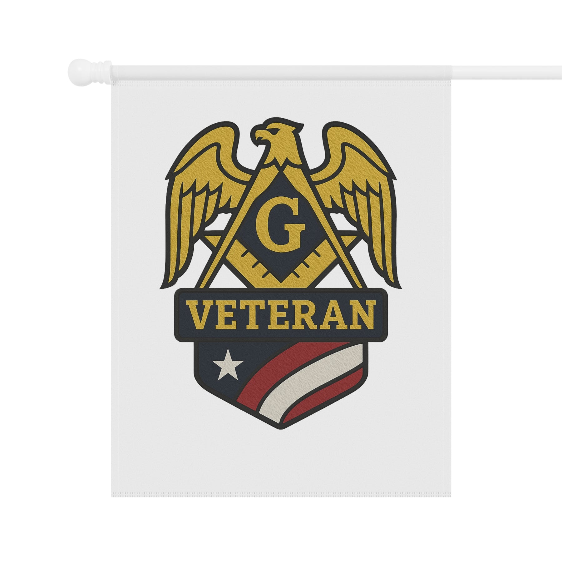 Master Mason Blue Lodge Yard Flag - White Veteran Mason Printed Poly Poplin - Bricks Masons