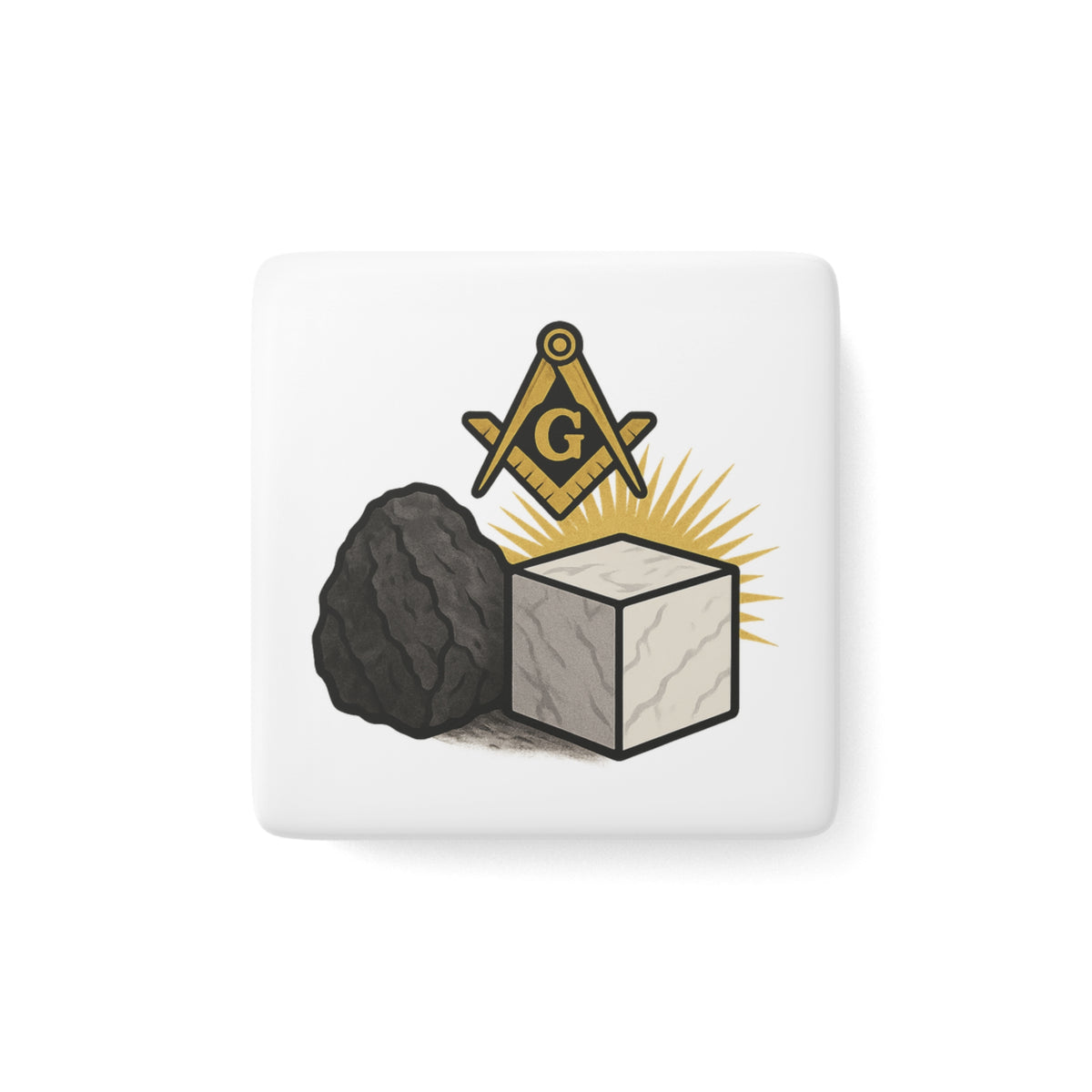 Master Mason Blue Lodge Magnet - Porcelain With Magnet - Bricks Masons