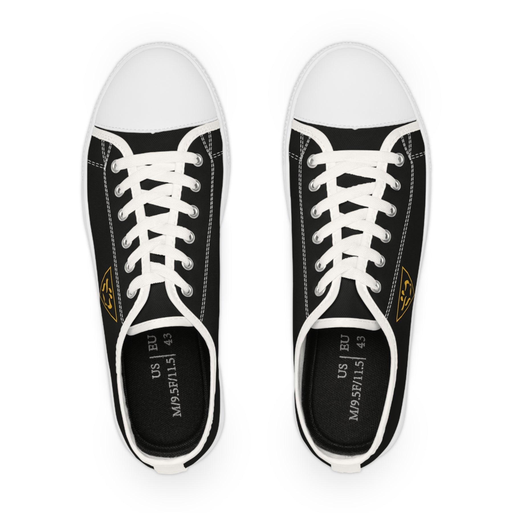 Grand Tiler of Solomon Sneaker - Low Top Sneaker Black & White Golden Emblem - Bricks Masons