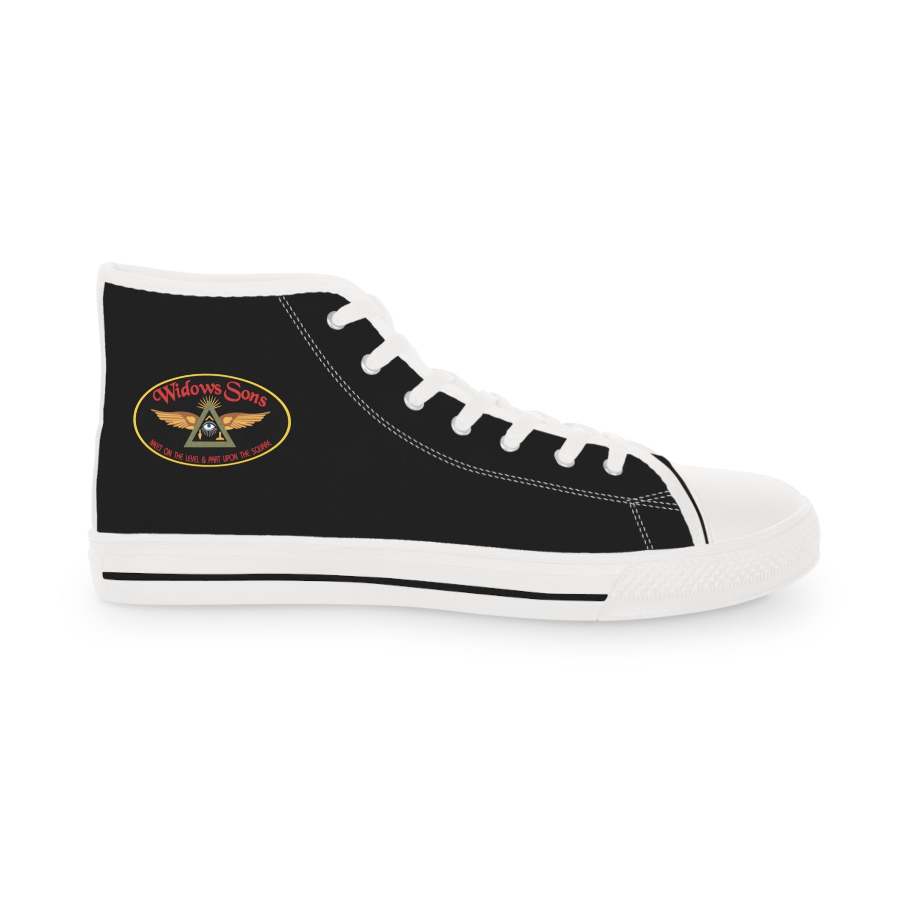 Widows Sons Sneaker - High Top Black & White Bikers Emblem - Bricks Masons
