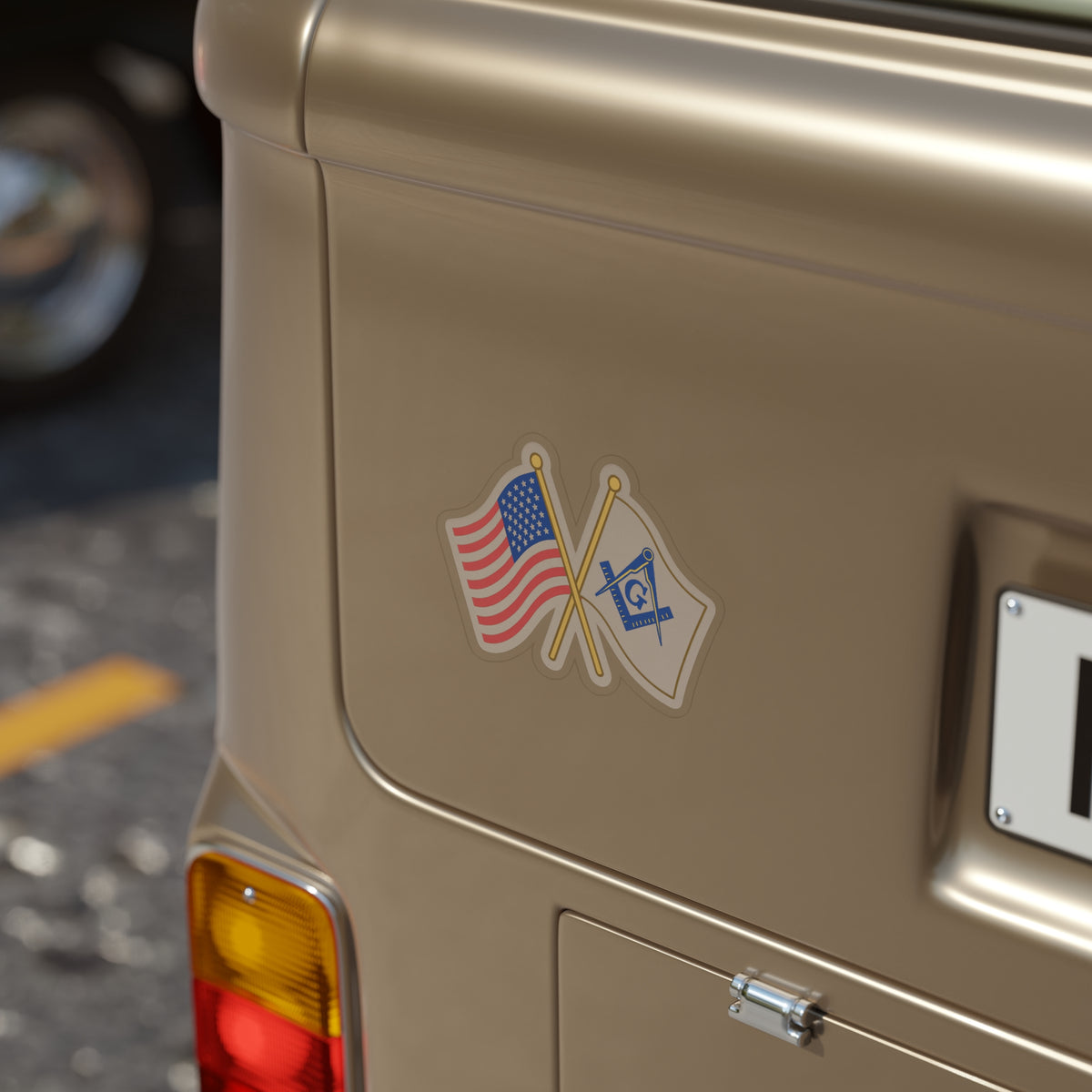 Master Mason Blue Lodge Sticker Decal - Water Resistant Vinyl Crossed Flags - Bricks Masons