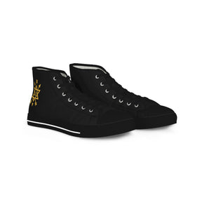 Order of the Secret Monitor Sneaker - High Top Black & White Golden Emblem - Bricks Masons