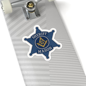 Master Mason Blue Lodge Sticker Decal - Kiss-Cut Blue Sheriff Star - Bricks Masons