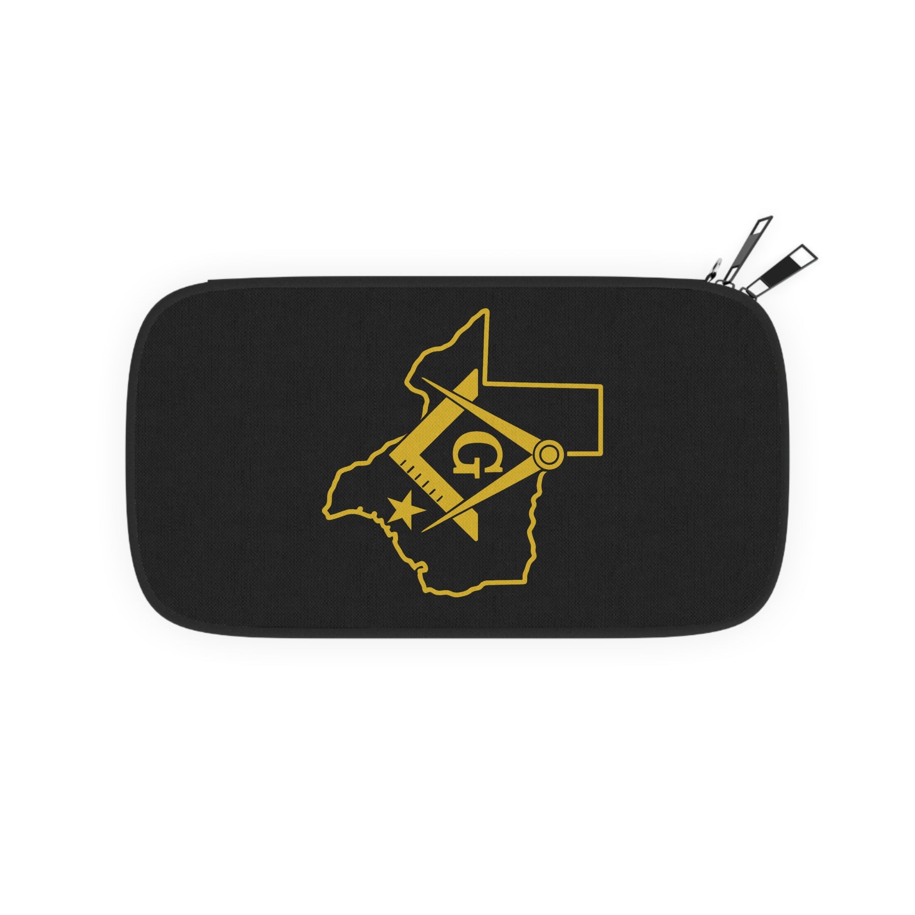 Master Mason Blue Lodge Passport Wallet - Black Texas Mason With Shoulder & Wrist Strap - Bricks Masons