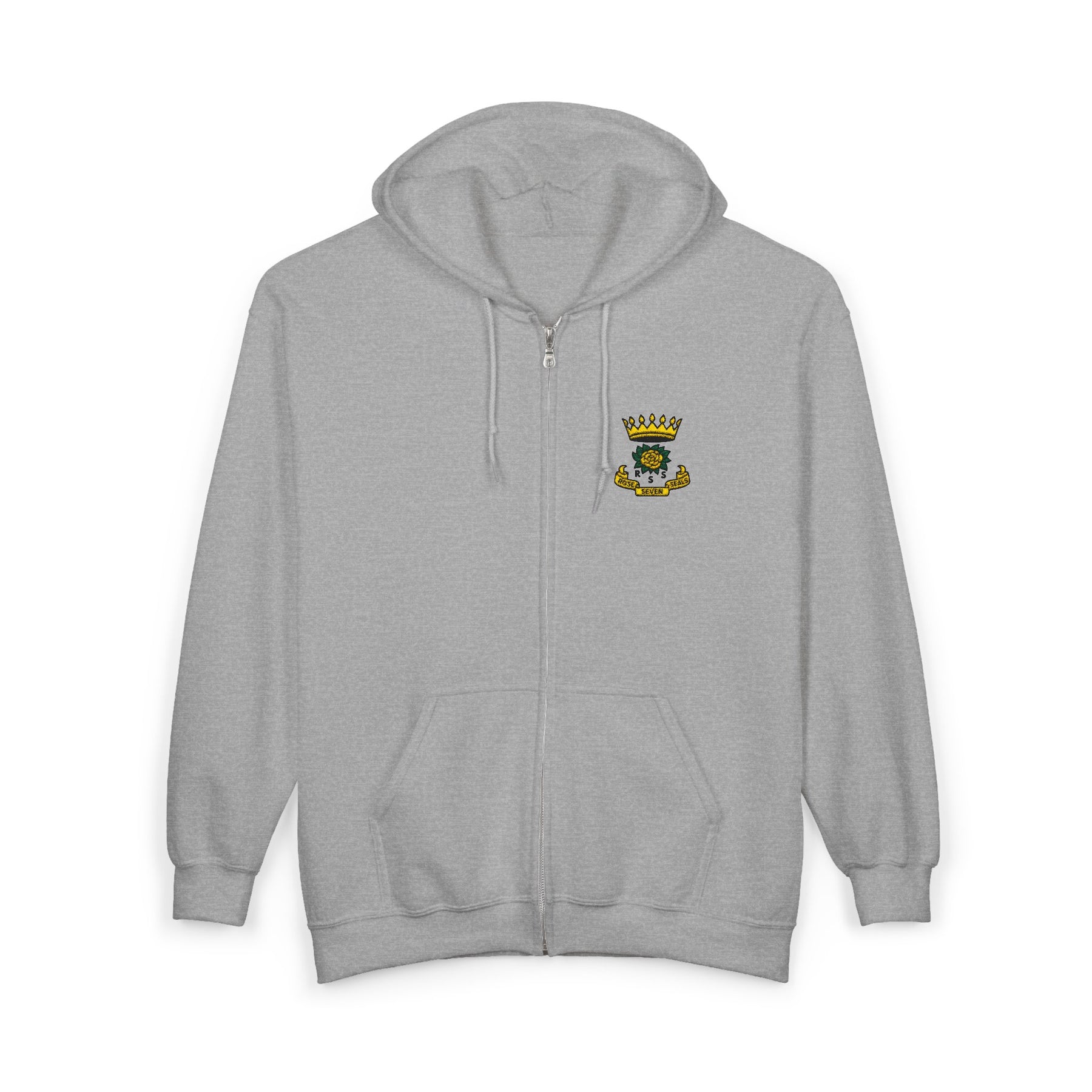 Rose of Seven Seals Hoodie - Zip Up Jacket Chest and Back Embroidery - Bricks Masons