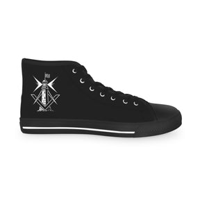 Master Mason Craft Sneaker - High Top Black & White Beacon of Brotherhood - Bricks Masons