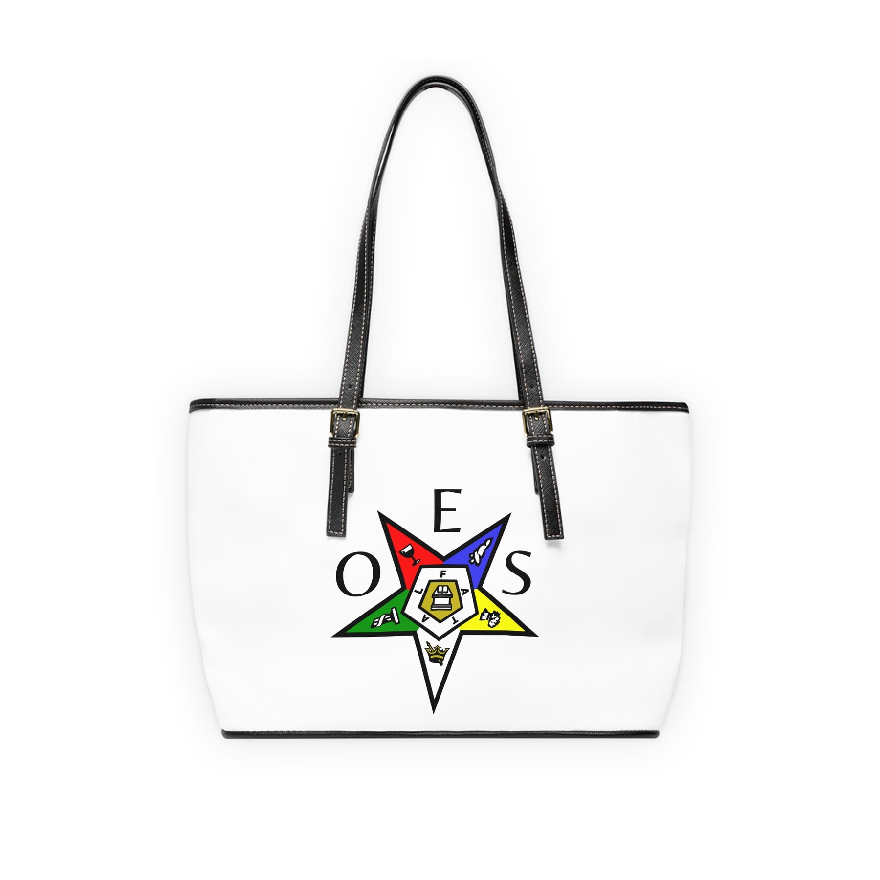 OES Handbag - White PU Leather With Ample Interior - Bricks Masons