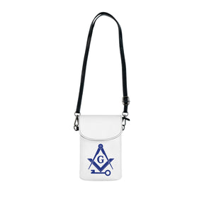 International Masons Cell Phone Wallet - White & Blue Microfiber Leather - Bricks Masons