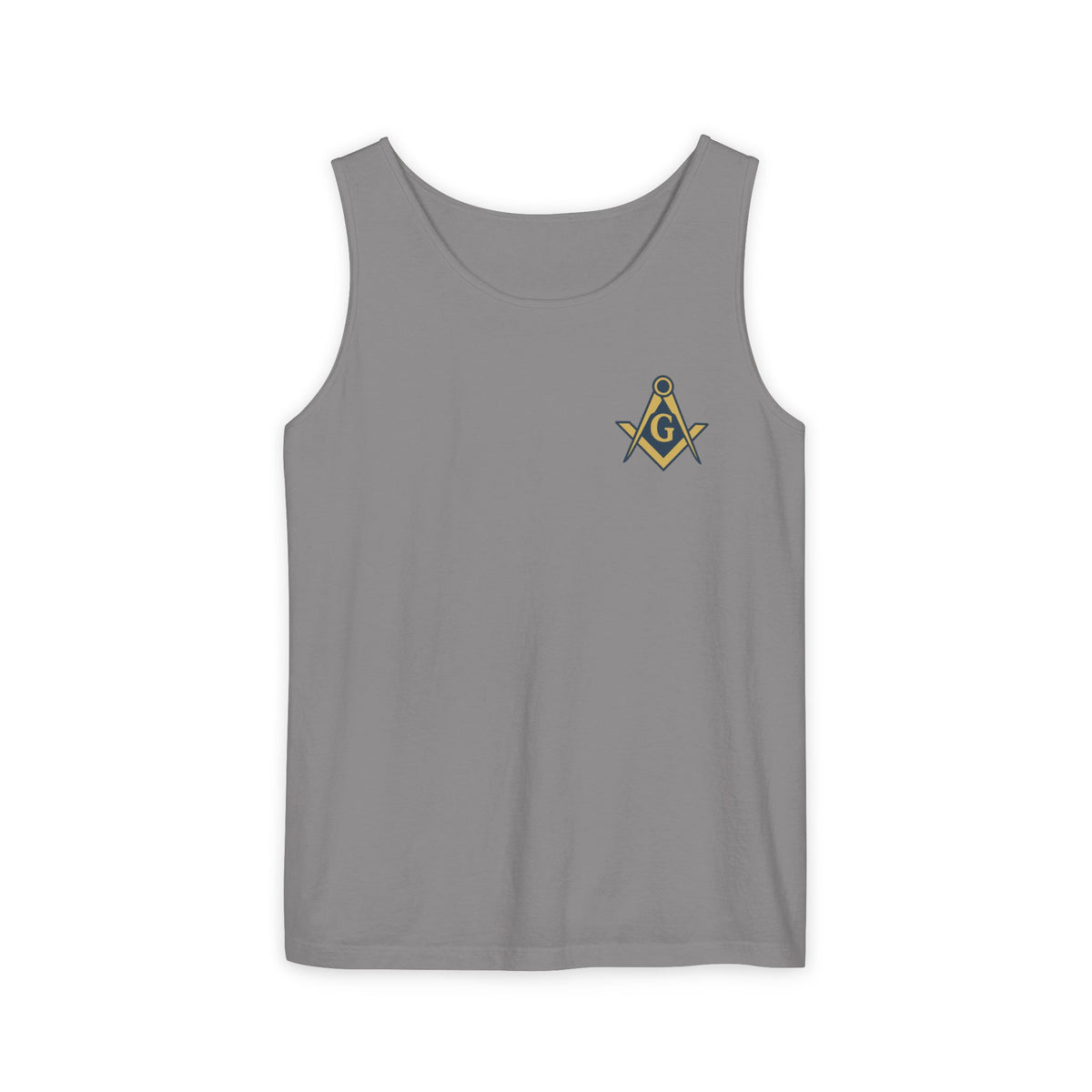 Master Mason Blue Lodge Tank Top - Garment-Dyed Square & Compass G - Bricks Masons